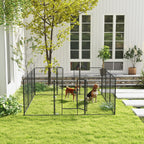 PawHut 12-Panel Modular Dog Playpen, 80x100 cm, Foldable, with Steel Door and 12 Pegs, Grey