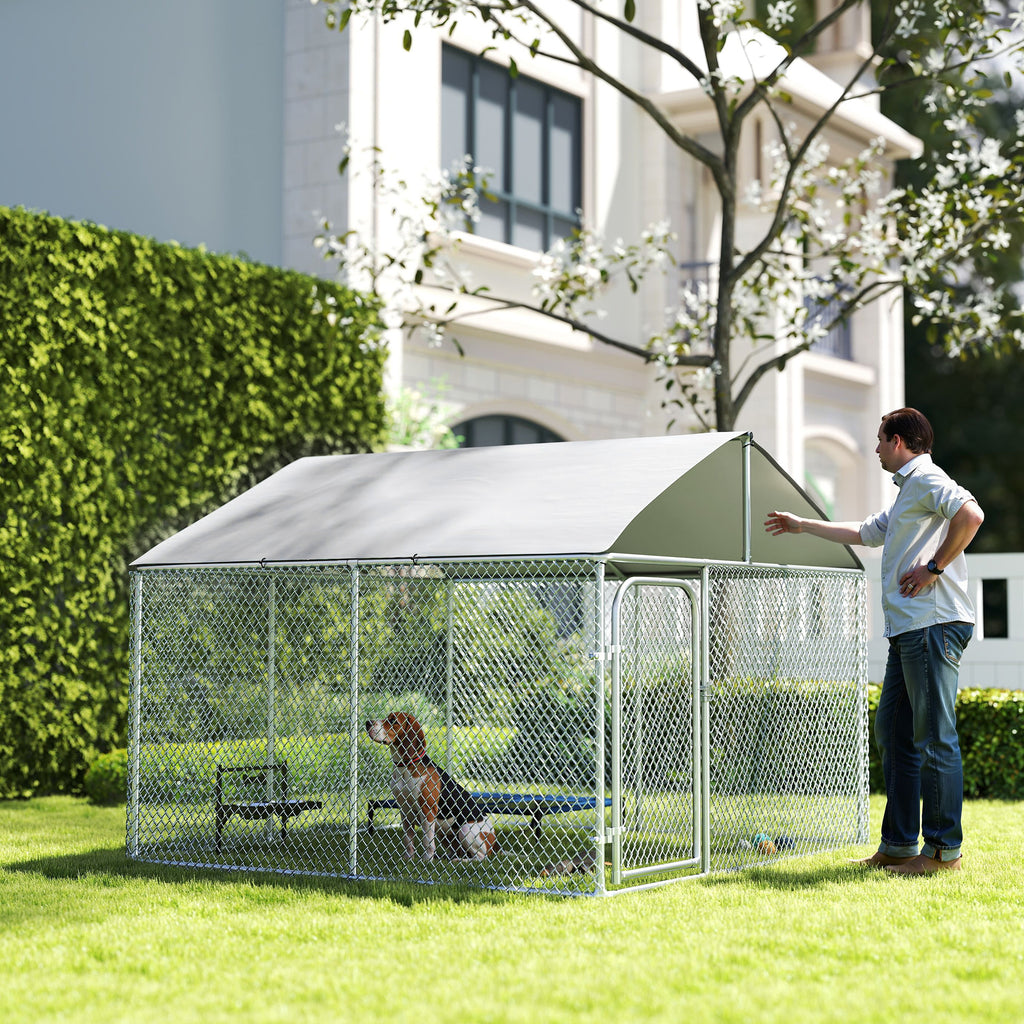 Outdoor Dog and Pet Playpen with Waterproof Cover, 230x230x175 cm