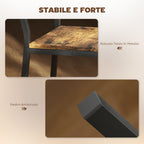 Set of 2 Industrial Style Bar Stools with Backrest and Integrated Footrest, Rustic Brown