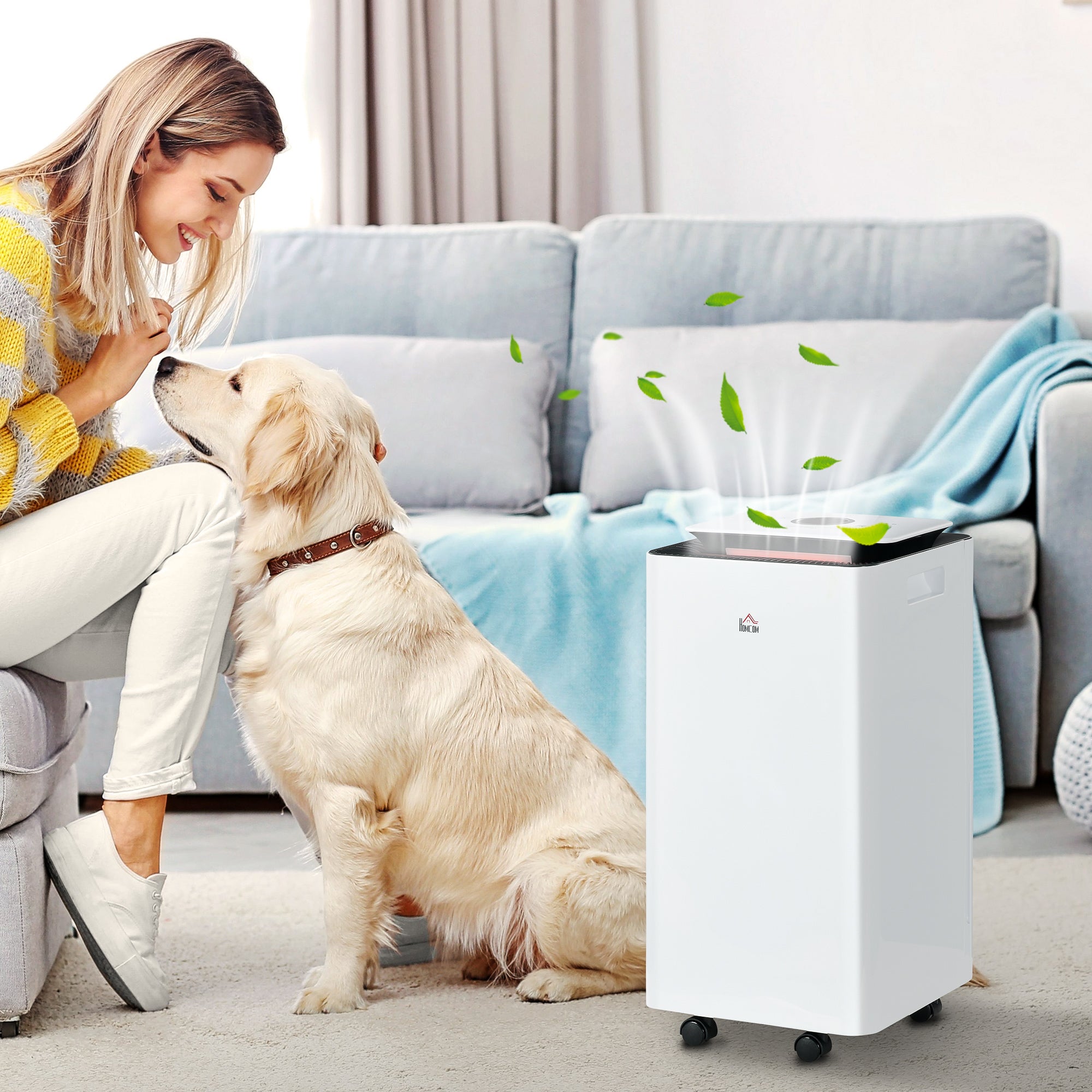 10L Portable Dehumidifier with 5 Modes, 2 Speeds, 24h Timer and Wheels, 25x25x50.5cm, White