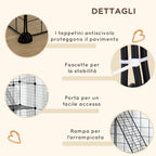 Modular Pet Playpen with 31 Panels, 2 Doors and 2 Ramps, Made of Steel and PP, 105x45x105 cm, Black