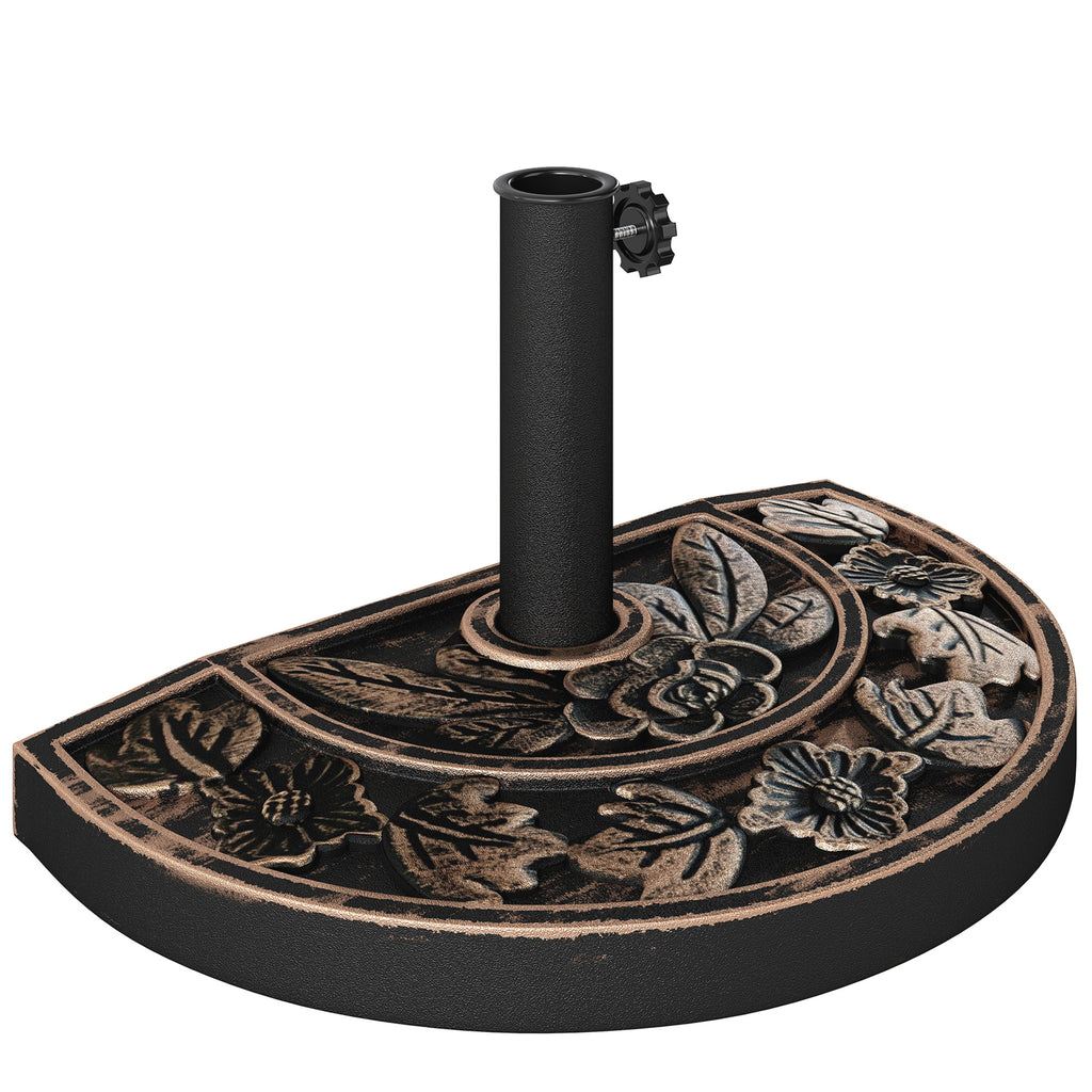 Half-Moon Umbrella Base Ø38 mm and Ø48 mm with Crank Handle, Resin Umbrella Base, 50x31x32 cm, Bronze