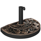 Half-Moon Umbrella Base Ø38 mm and Ø48 mm with Crank Handle, Resin Umbrella Base, 50x31x32 cm, Bronze