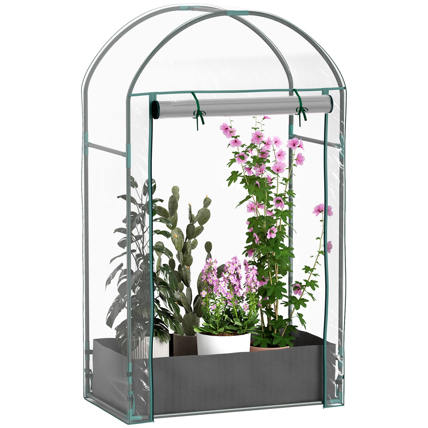 Wall-Mounted Greenhouse with Plant Bag and Roll-Up Entrance, Steel and Plastic, 89x50x152 cm, Transparent