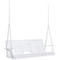 Outsunny 3-Seater Outdoor Swing with Central Table and Cup Holder, Made of Wood and Metal, 150x75x53 cm, White