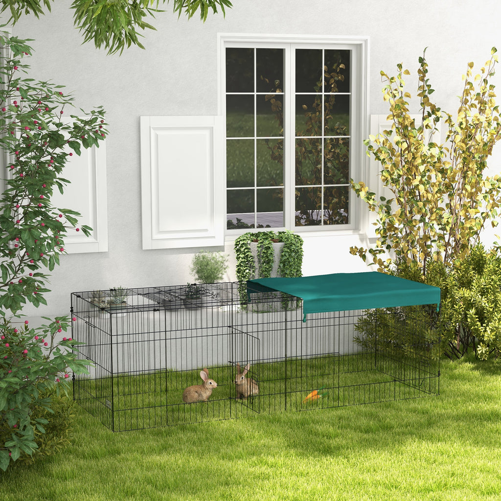 Pawhut for outdoor and interior rabbits with steel roof, 220x85x70cm, green - Borgè