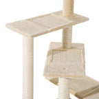 Multi-Level Cat Perch with Sisal Scratching Post, Cat Tree with Platforms and Plush House Beige, 50x50x100cm - Borge' Group Limited