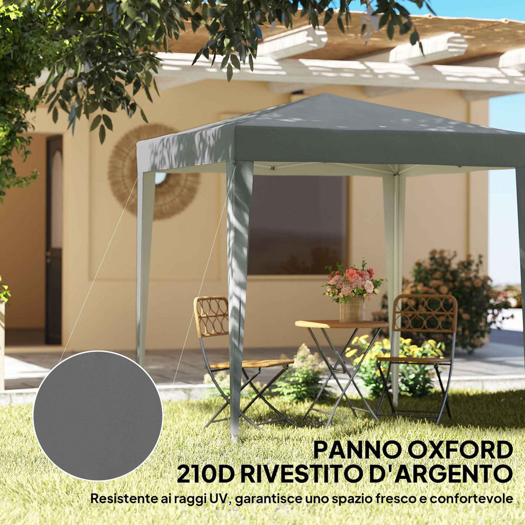 Outsunny 2x2m Folding Gazebo with 4 Removable Metal and Polyester Walls, Grey