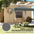Outsunny 2x2m Folding Gazebo with 4 Removable Metal and Polyester Walls, Grey