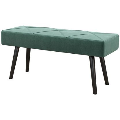 Ottoman Upholstered Bench in Velvet Effect Fabric and Steel, 100x36x45 cm, Green and Black - Borgè