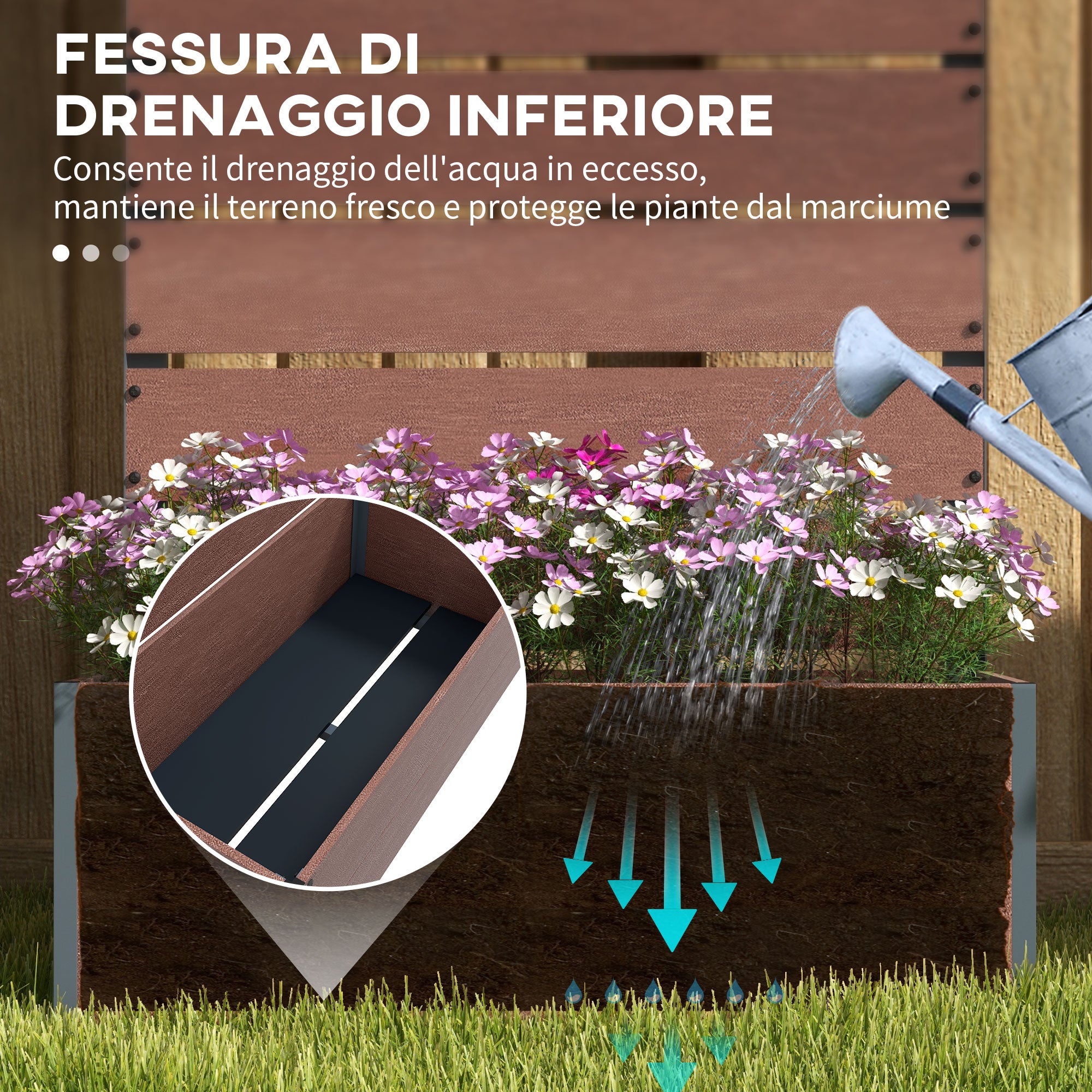 Outdoor Planter with Slatted Espalier for Climbing Plants, 72x38x150cm, Light Brown - Borgè