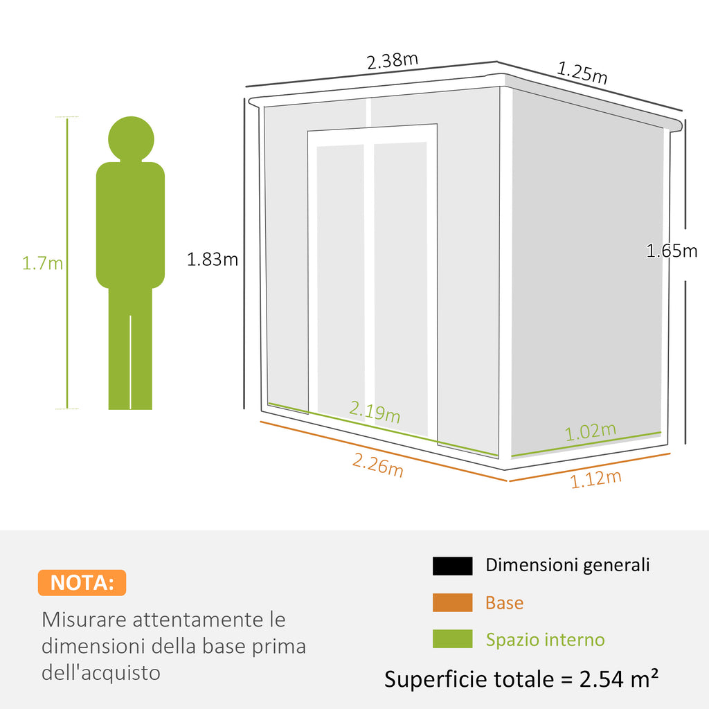 Resin Garden Shed with Floor, 2 Locking Doors, Window, 2.4 x 1.3 m, Grey