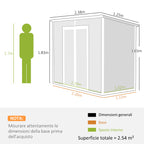 Resin Garden Shed with Floor, 2 Locking Doors, Window, 2.4 x 1.3 m, Grey