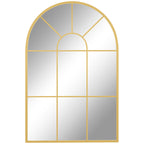 Arched Wall Mirror in Glass and Gold Metal with a Modern Style, 91x2x60 cm