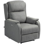 Reclining Chair with Footrest, in Linen Effect Fabric, Wood and Metal, 77x91x106 cm, Dark Grey