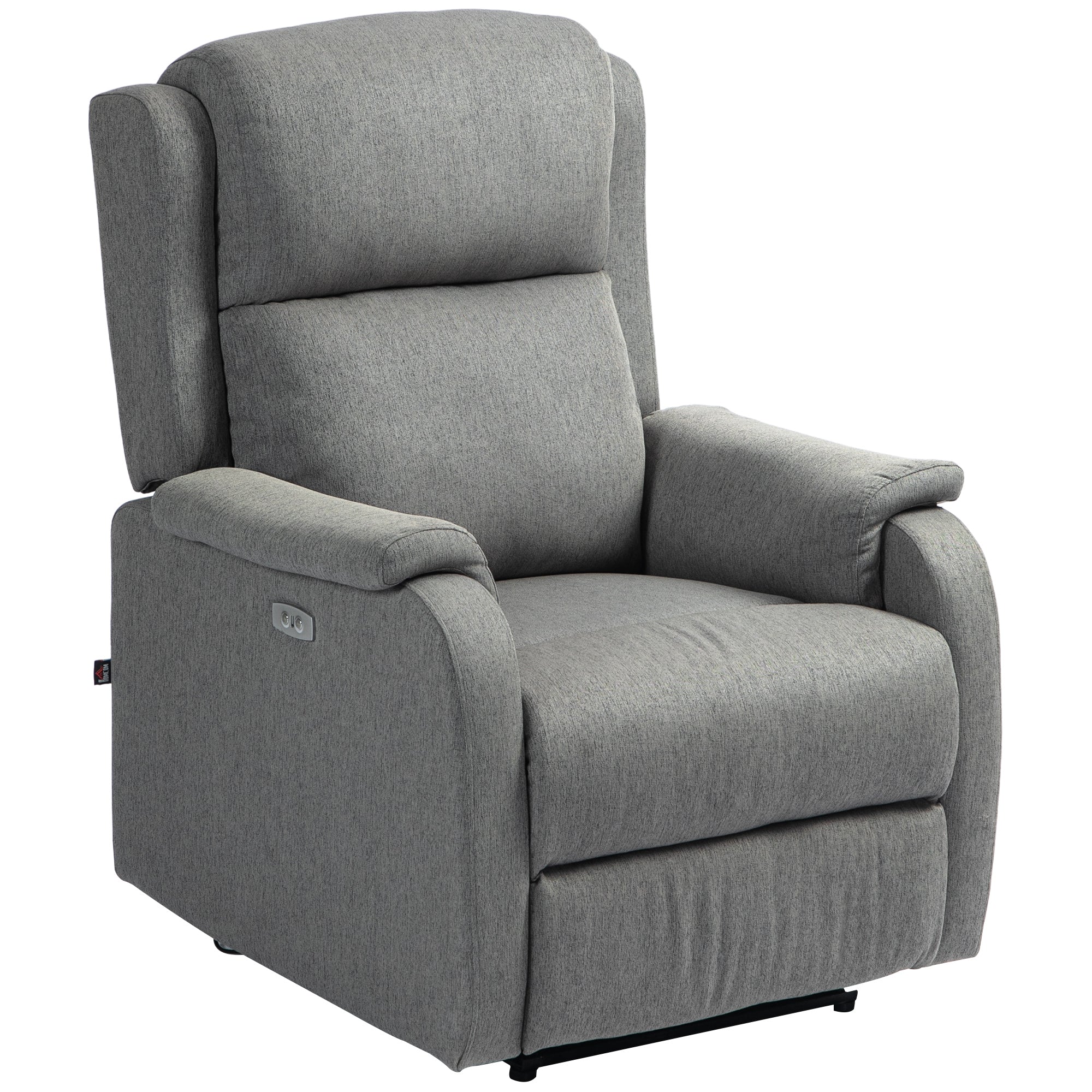 Reclining Chair with Footrest, in Linen Effect Fabric, Wood and Metal, 77x91x106 cm, Dark Grey
