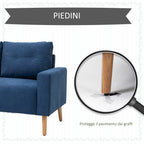 Nordic Style Modern Quilted 2 Seater Sofa, Polyester and Wood, 145x76x88 cm, Blue