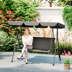 Outsunny 3-Seater Garden Swing in PE Rattan and Steel with Canopy and Cup Holder, 204x112x150 cm, Grey