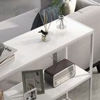Console Table for Entrance Hall with Open Shelf, in Steel and Chipboard, 100x30x87 cm, White - Borgè