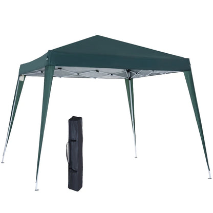 2.4x2.4m Folding Garden Gazebo with Steel Frame and Windproof Ropes, Green