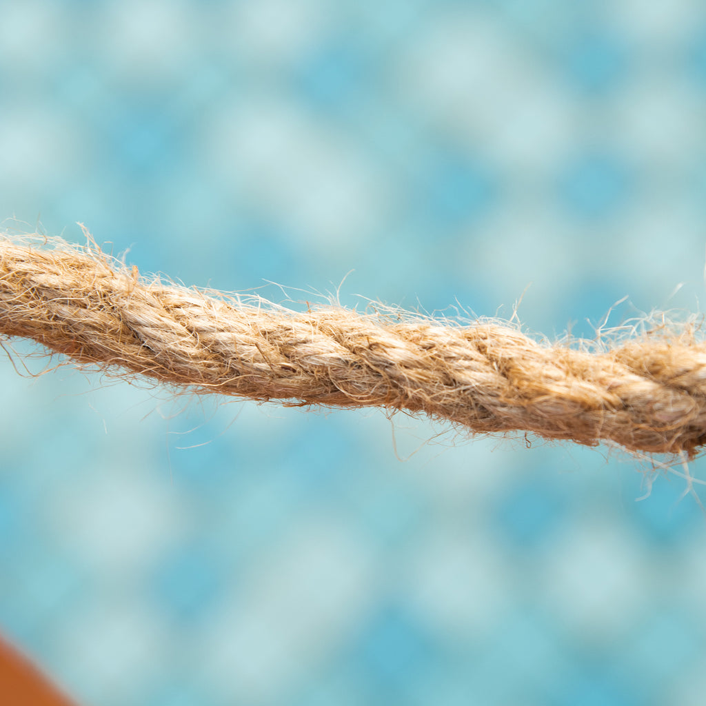 Outdoor Wooden Bridge with Hemp Sides, Fir Wood Structure, 150x58x58.5cm, Orange