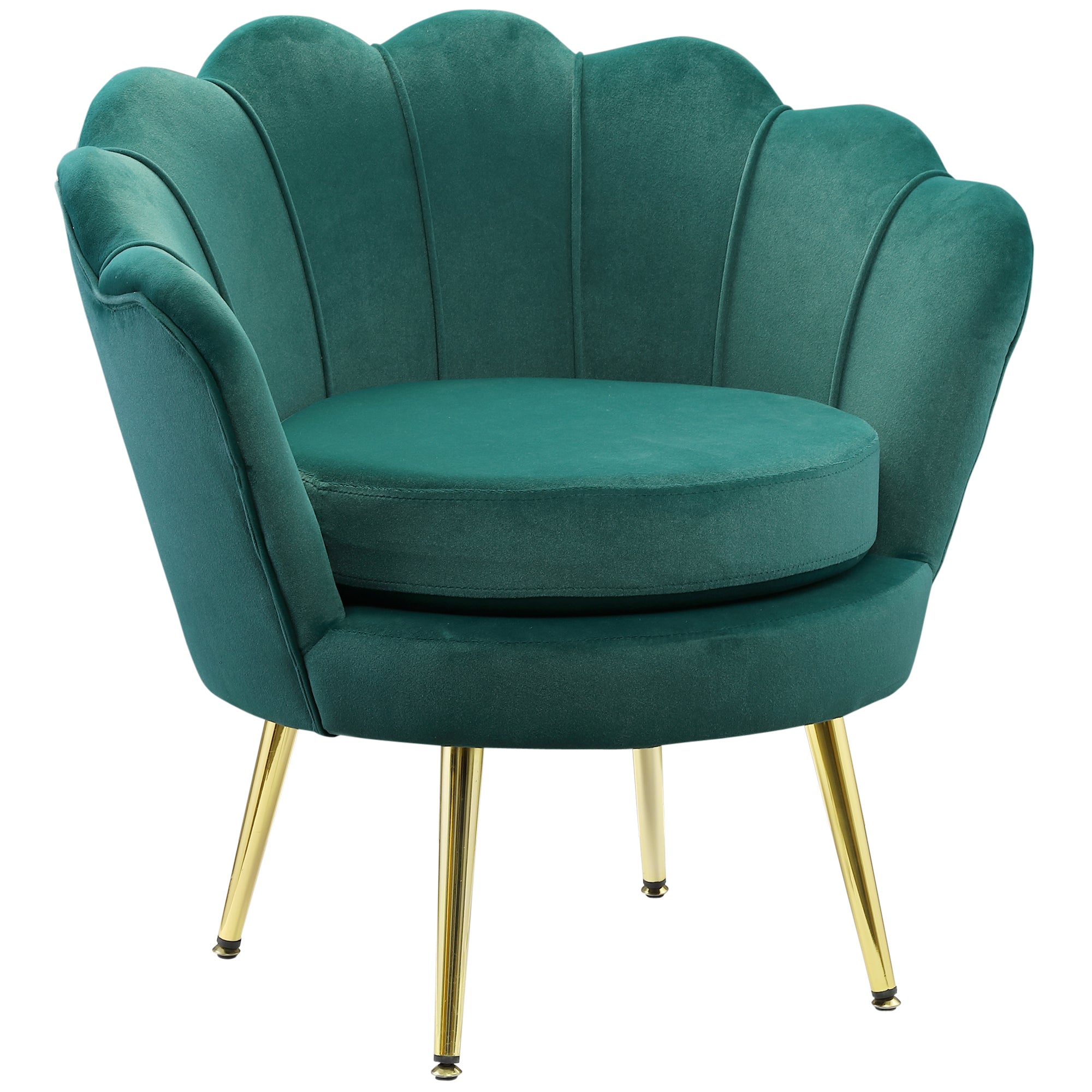 Vintage Design Velvet Armchair, High Back Bedroom Chair 76x67x74cm, Green