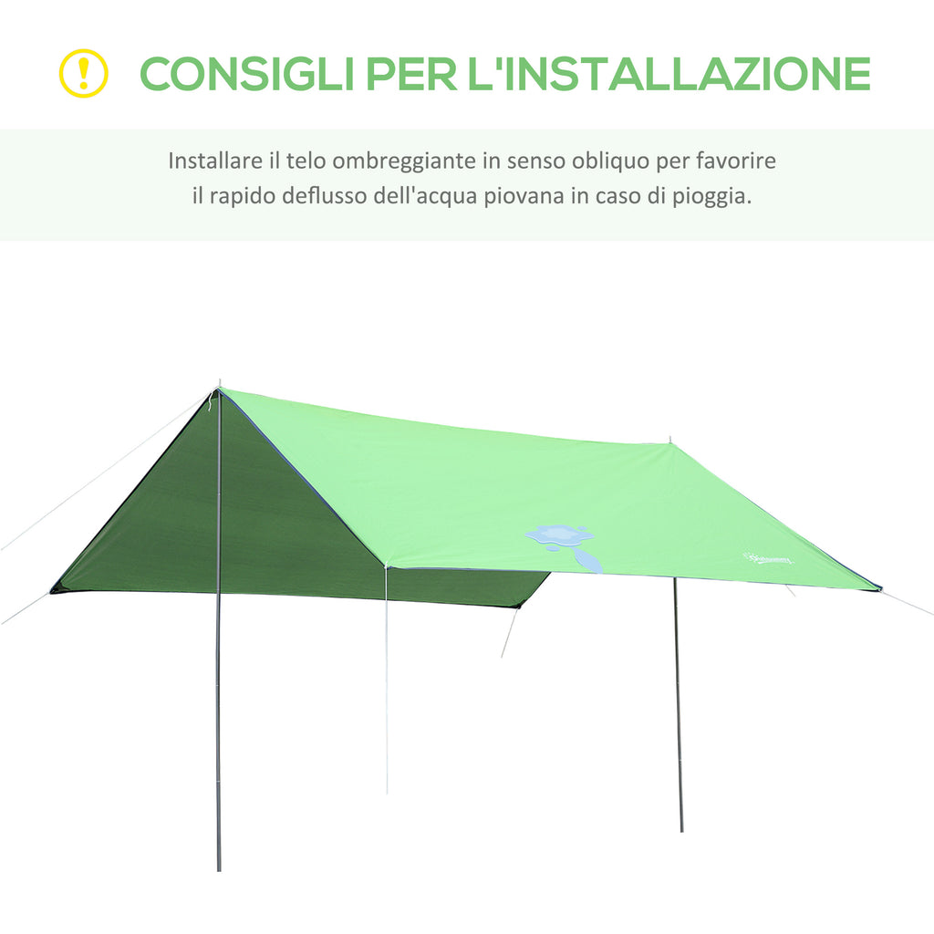 Portable Awning 3x3 m, Waterproof Awning for Camping and Beach, Green