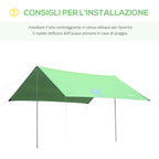 Portable Awning 3x3 m, Waterproof Awning for Camping and Beach, Green