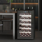 Wine Refrigerator for 41 Bottles, 91L Capacity, Temperature Control and Wooden Shelves, Black