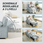 HOMCOM 3-in-1 Reclining Sofa Bed with Cushion, Chenille Upholstery, 88x84x87 cm, Grey