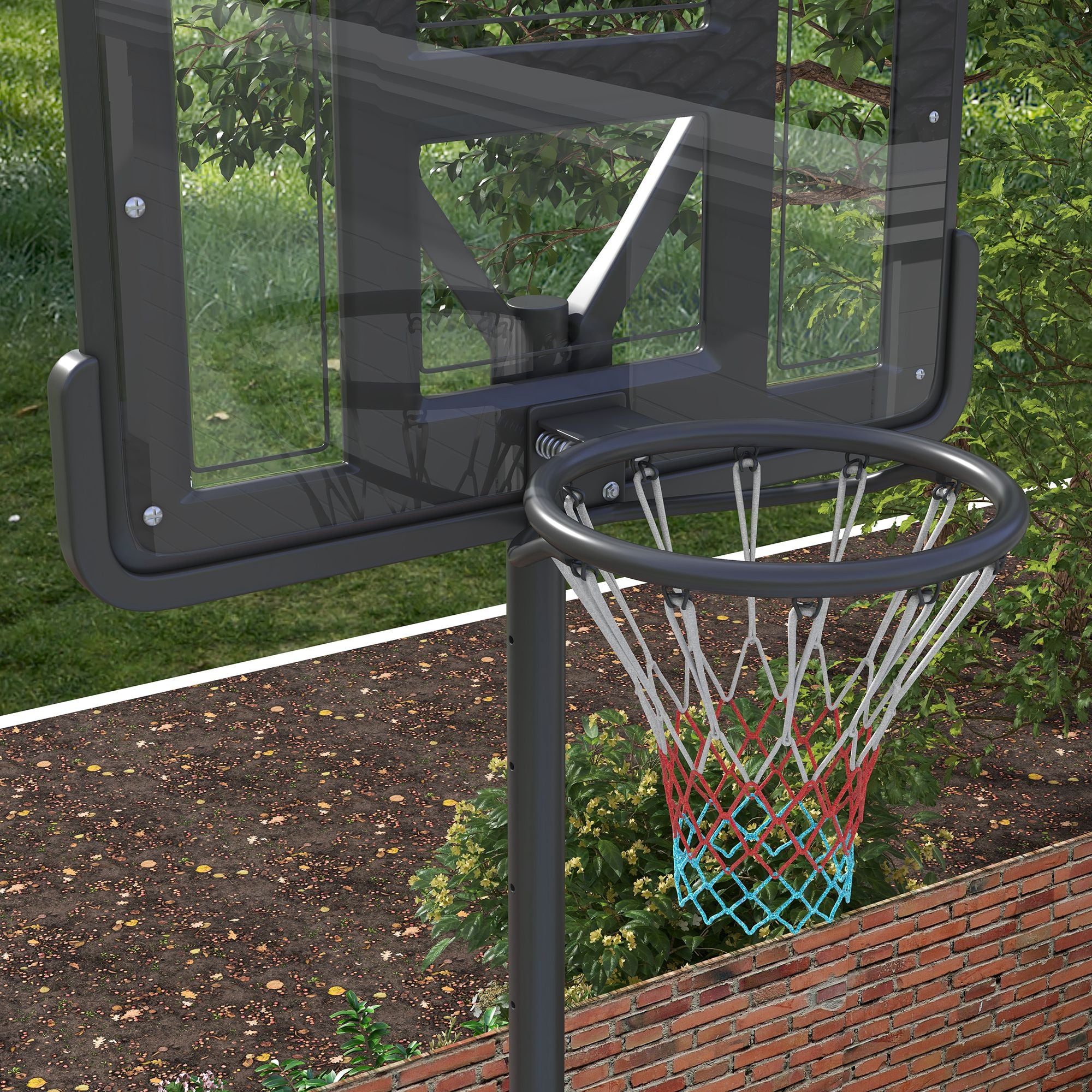 SPORTNOW Height-Adjustable Basketball Hoop for Garden and Pool with Fillable Base, 110x75x195-370 cm, Black