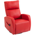HOMCOM PU Leather Reclining Massage Chair with Heated Footrest and Remote Control, Red