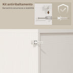 Kitchen Sideboard with Power Sockets, LED Light, Bottle Rack and Sliding Doors, 100x38x180 cm, White