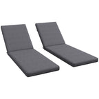 Outsunny Set of 2 Outdoor Chair Cushions with Ties and 2 Pads, in Polyester and Cotton, 190.5 x 58.4 x 7 cm, Grey