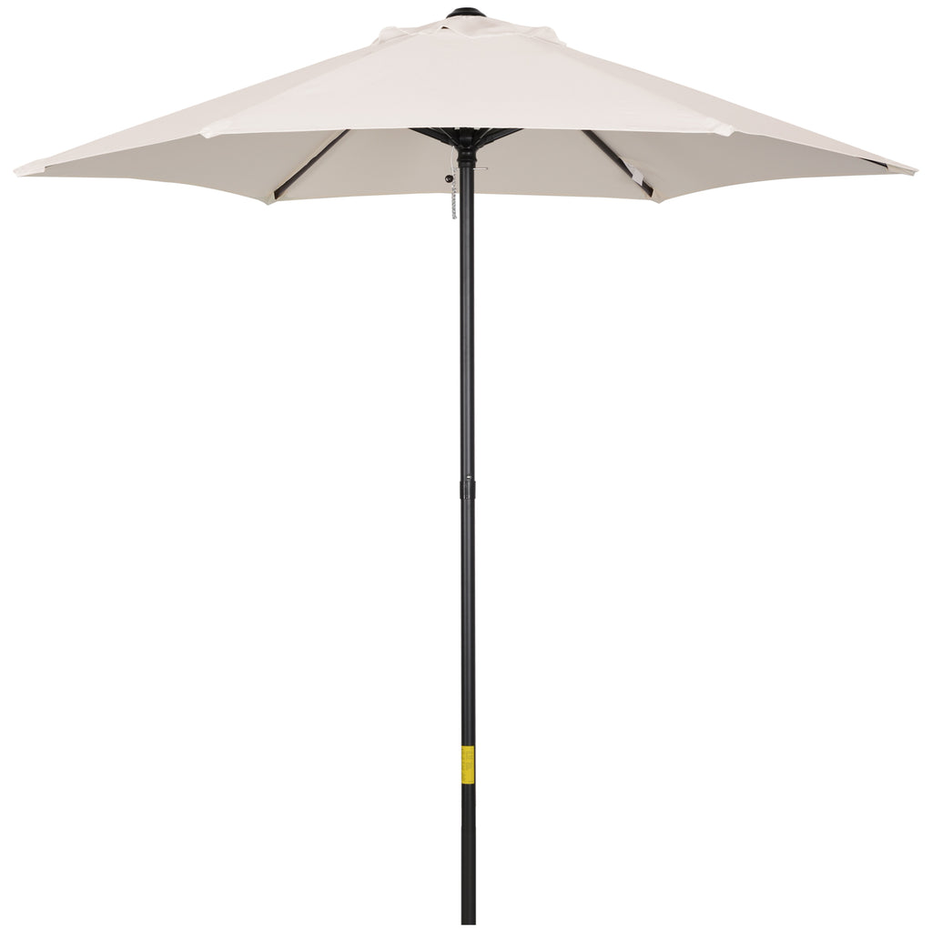 2x2m Round Garden Umbrella with Central Pole in Aluminum and Polyester, Cream