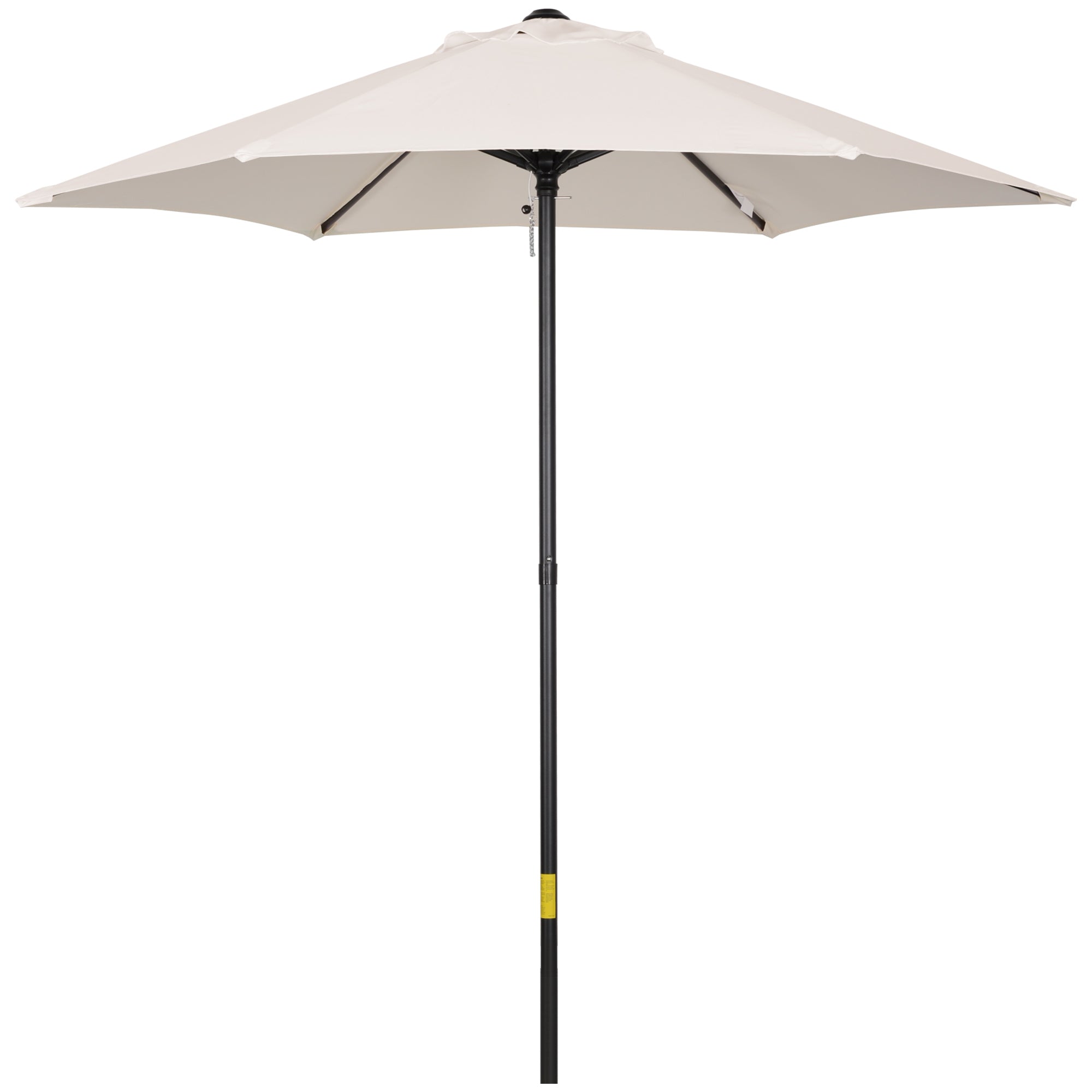 2x2m Round Garden Umbrella with Central Pole in Aluminum and Polyester, Cream