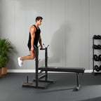 Folding Weight Bench with 8 Adjustable Heights and Steel and PU Barbell Rack, 140x73x98-122 cm, Black