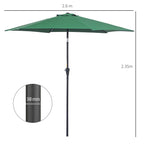 2.6x2.4m Garden Umbrella with Tilting Head, in Aluminum and Polyester, Dark Green and Black
