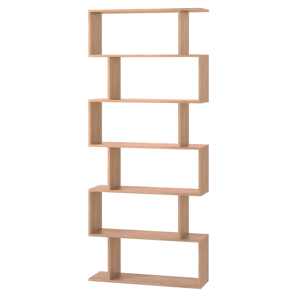 Modern Design Wooden Bookcase with 6 Shelves Natural Wood 80 × 23 × 192cm