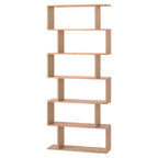 Modern Design Wooden Bookcase with 6 Shelves Natural Wood 80 × 23 × 192cm