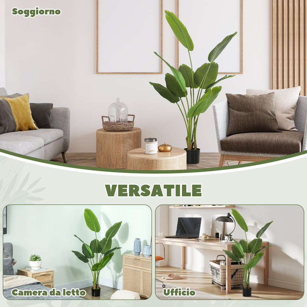 160cm Artificial Plant with 10 Leaves in Green PEVA with Ø16.5x13.5cm Pot