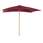 2x3m Waterproof Garden Umbrella with 8 Ribs, in Wood and Bamboo, Burgandy - Borge' Group Limited