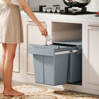 Pull-Out Under-Sink Waste Bin with Two 20L Buckets, 52 x 33.5 x 41 cm, Grey