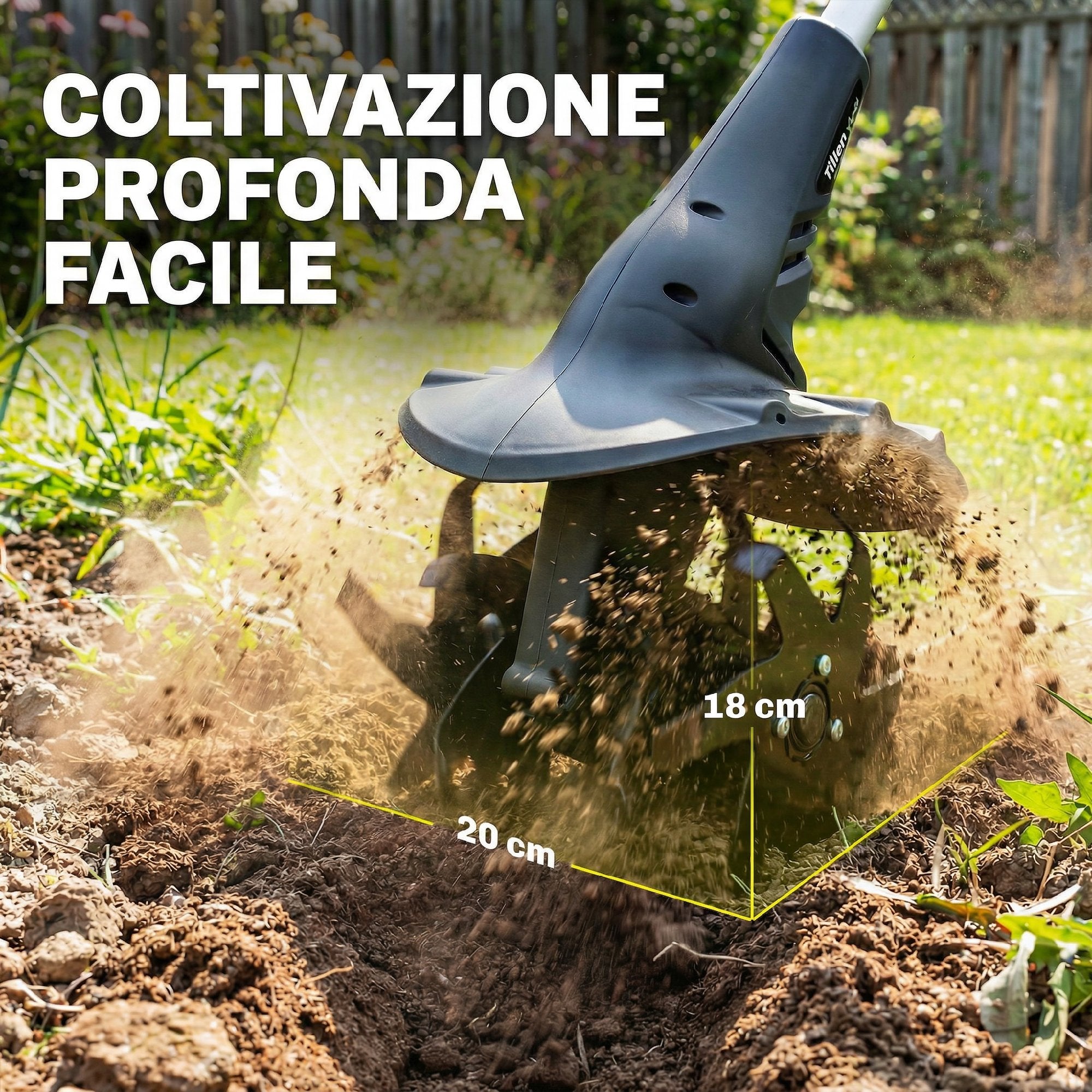 Outsunny Garden Cultivator, Width 20 cm, Depth 18 cm (Battery and Charger Not Included)