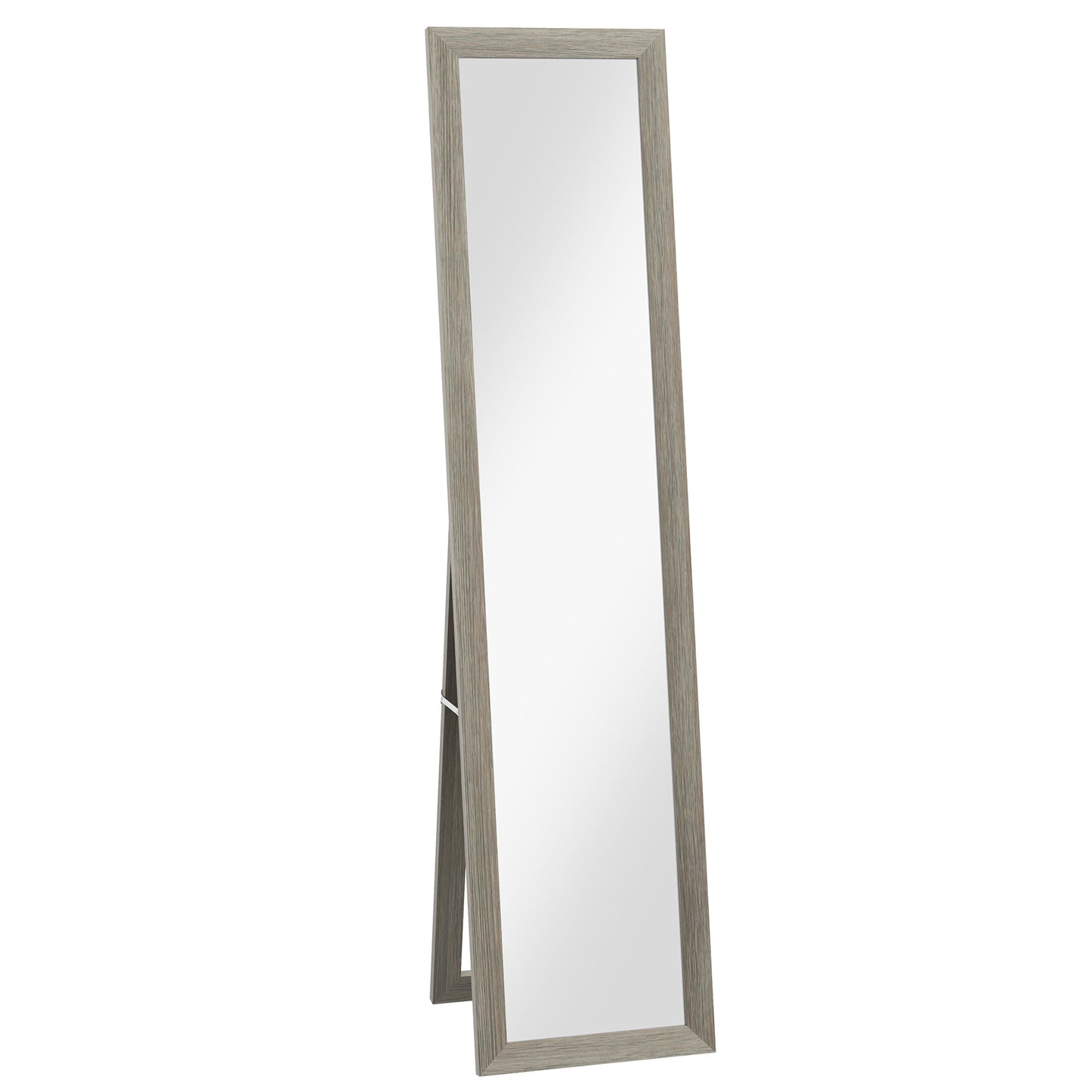 Vertical Wall or Floor Mirror with MDF Frame, 37x40x155 cm, Grey and Transparent