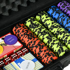 SPORTNOW Poker Set with 500 Chips, 2 Decks of Cards, 5 Dice, Buttons and Protective Black Aluminum Case