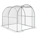Outsunny Garden Tunnel Greenhouse, Balcony Greenhouse for Plants and Vegetables with PVC Cover, Roller Door and Steel Frame, 2x2.5x2m