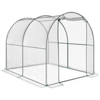 Outsunny Garden Tunnel Greenhouse, Balcony Greenhouse for Plants and Vegetables with PVC Cover, Roller Door and Steel Frame, 2x2.5x2m