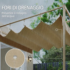 Outsunny 3x3m Lean-to Pergola with Retractable Sliding UV30+ Roof and Drainage Holes, Beige