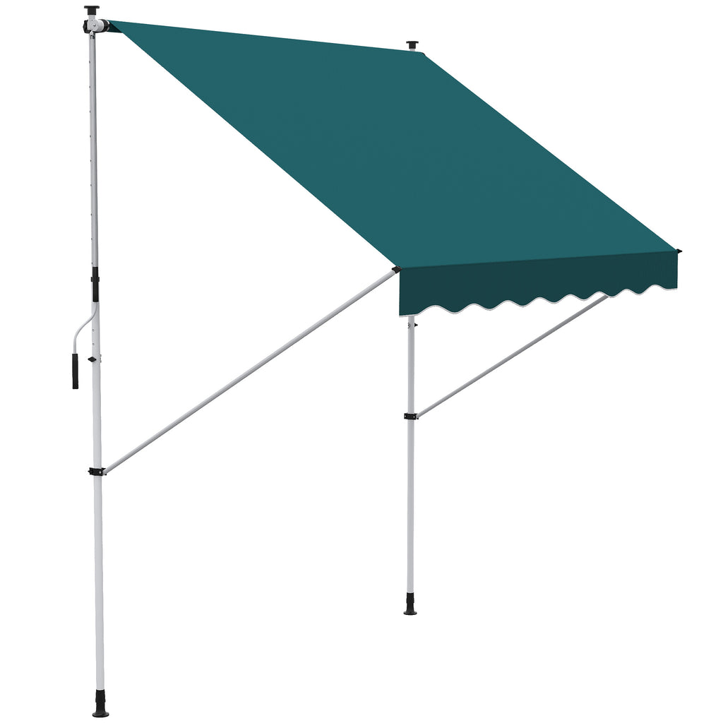 Outsunny 2x1.5m Outdoor Roller Awning with Crank, Adjustable Height and Angle, Green